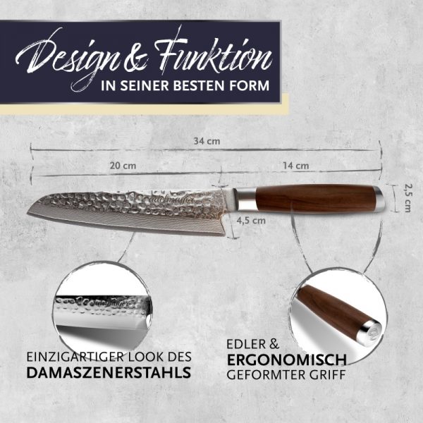 Damast Santokumesser Maße