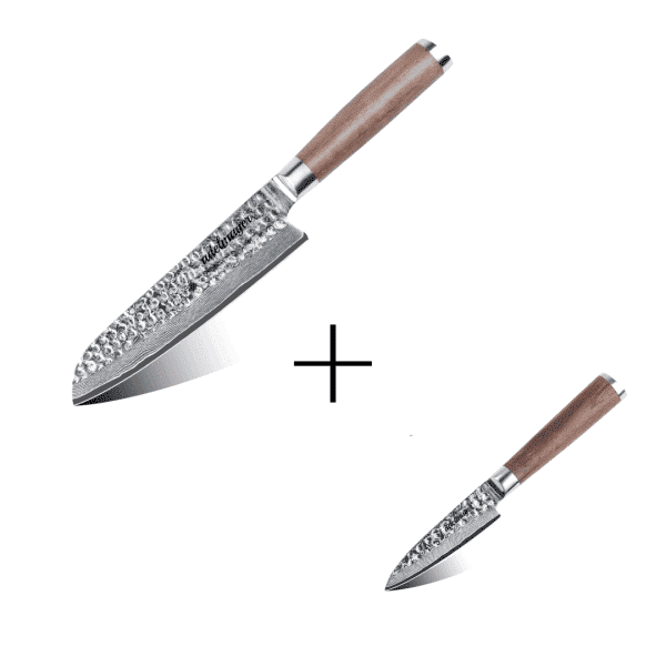Damastmesser-Santokumesser-Schälmesser-SET