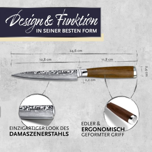 Damast Allzweckmesser Maße