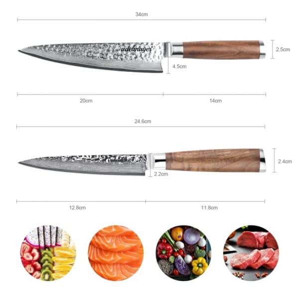 Damast-Kuechenmesser-und-Allzweckmesser-Maße