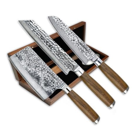 adelmayer® damastmesser set nihon 3 teiliges messerset aus japanischem damast stahl: kiritsuke messer, santoku messer, nakiri messer
