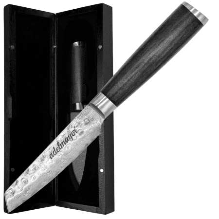 Damascus knife with case