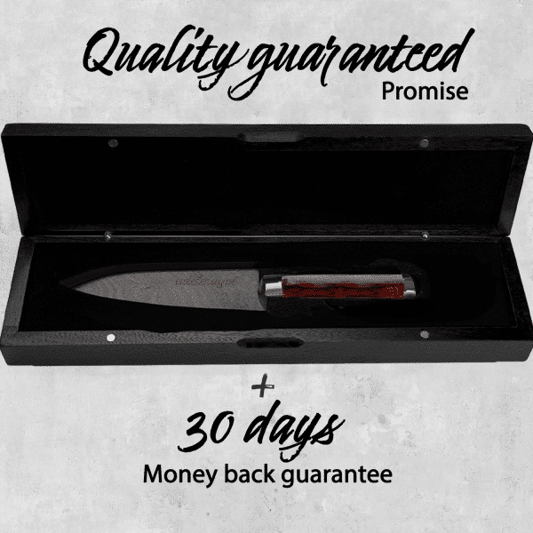Messer in Box mit Qualitätsversprechen und Garantie.