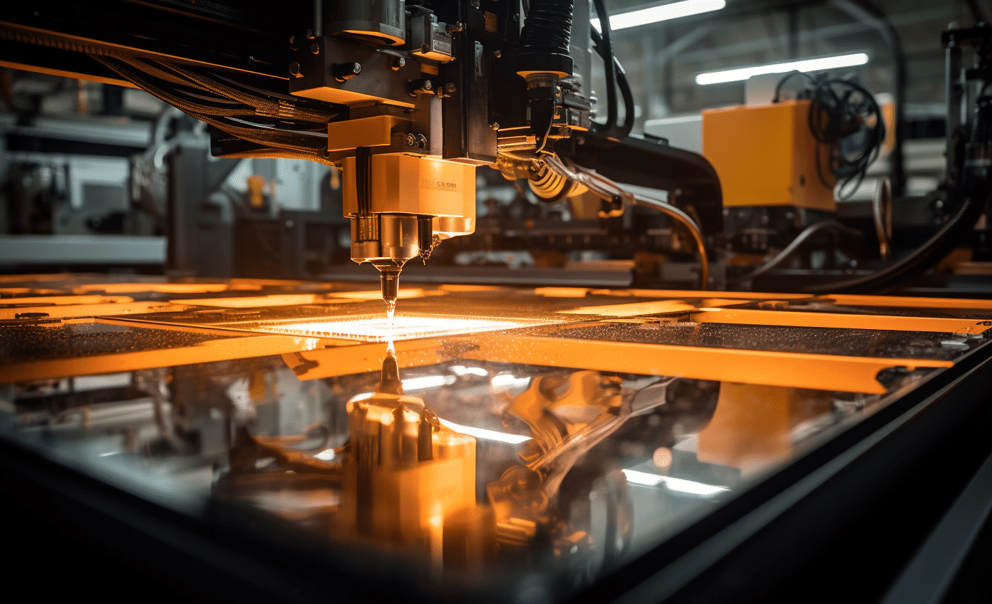 1. cutting Industrieller Laserschneider in Aktion.