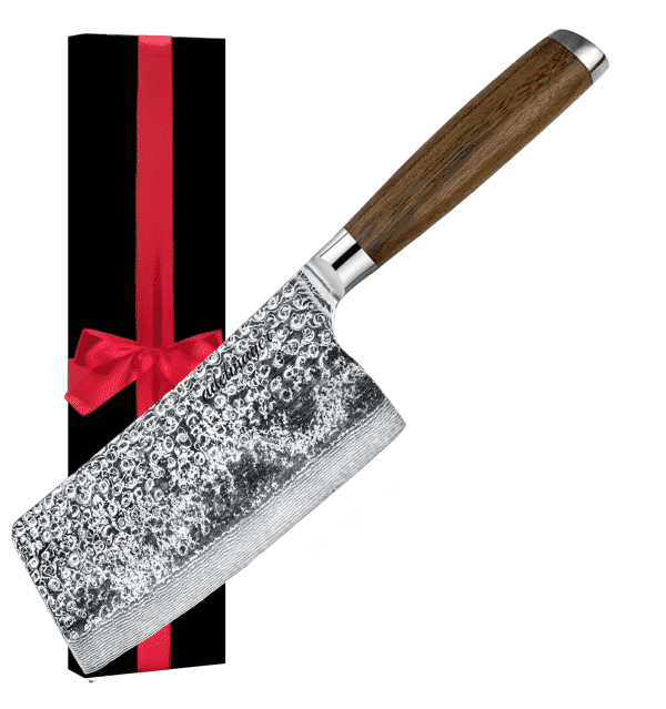Kitchen knife with wooden handle and gift box.