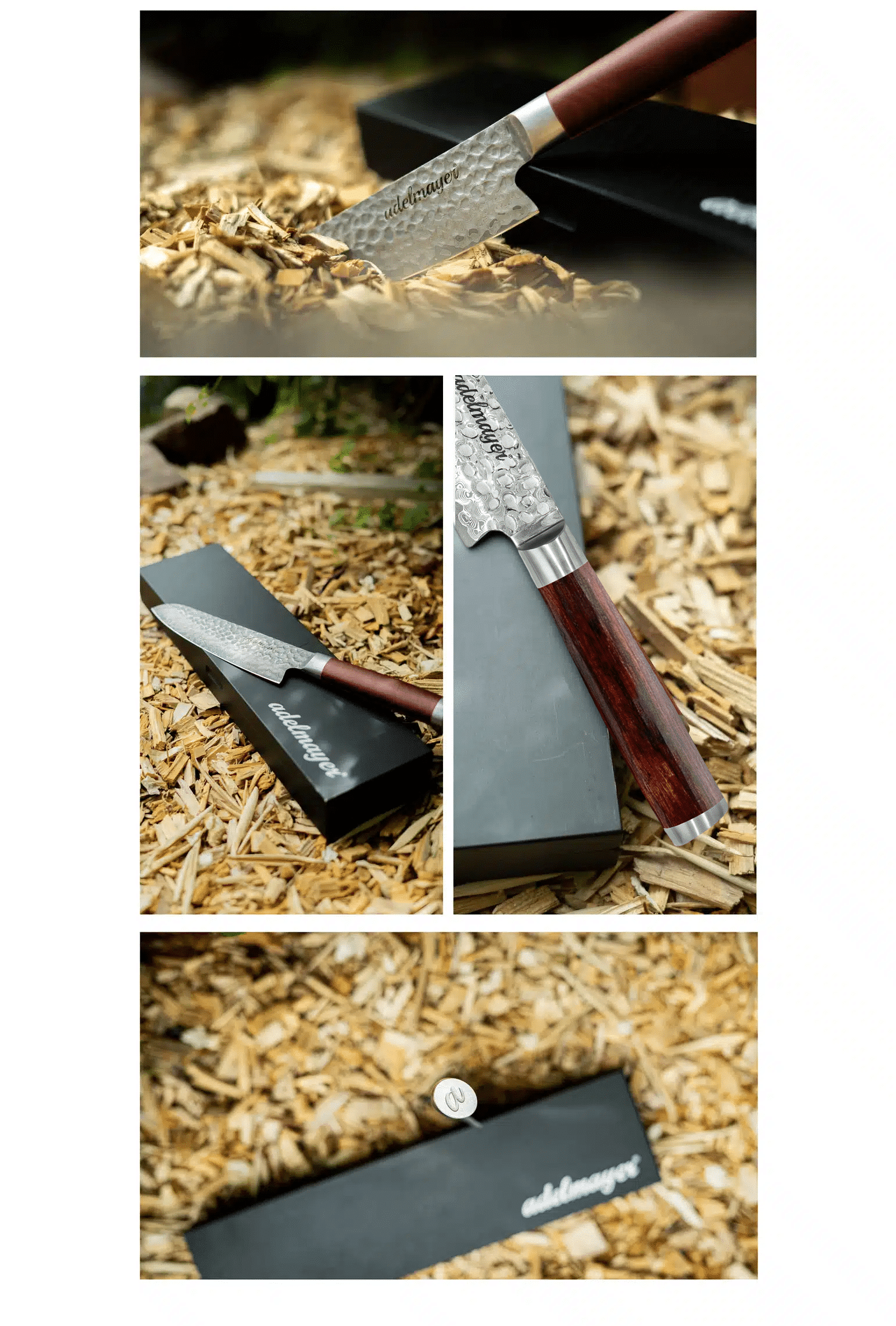 Japanese Damascus knife with wooden handle.