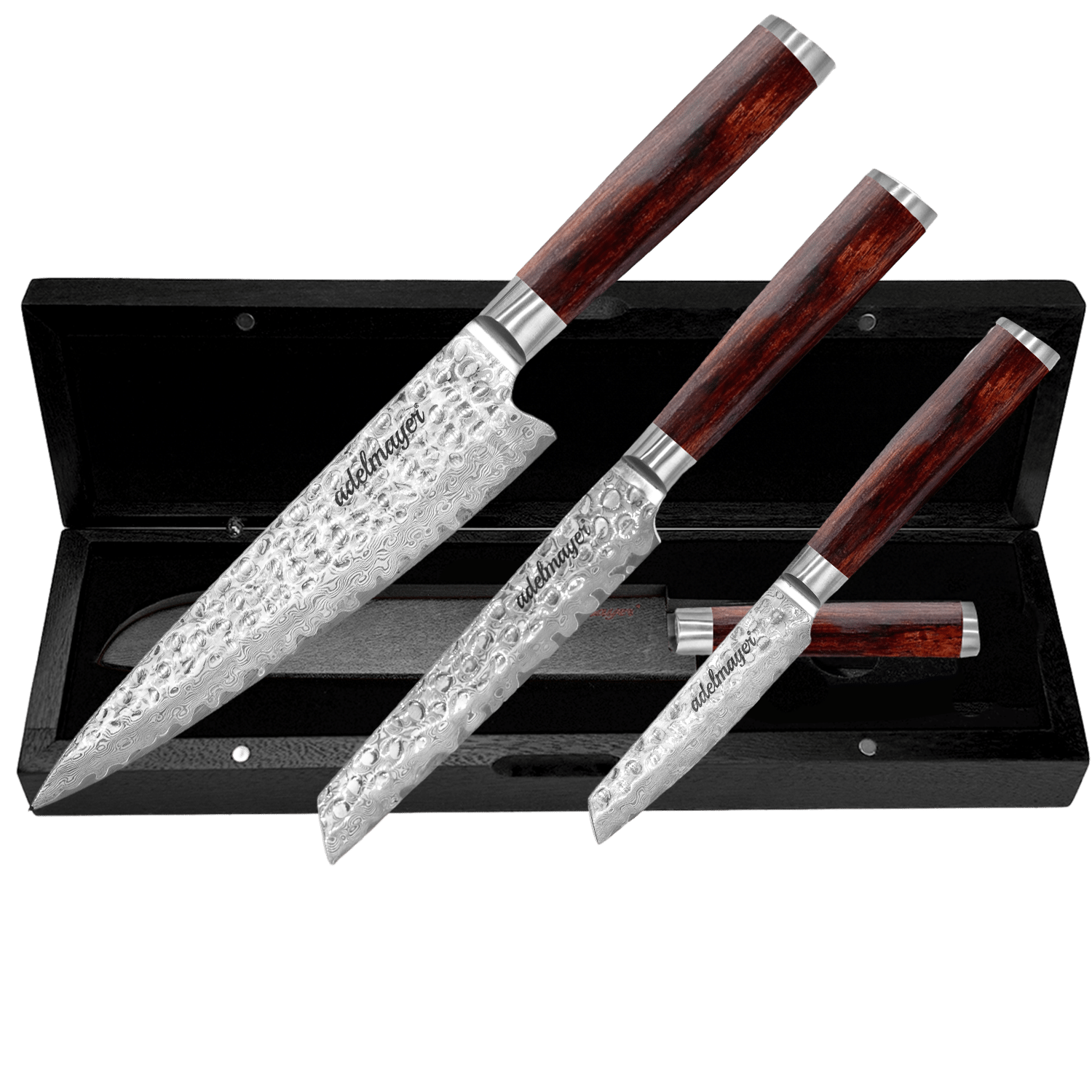 adelmayer® damastmesser set nihon 3 teiliges messerset aus japanischem damast stahl: kiritsuke messer, santoku messer, nakiri messer